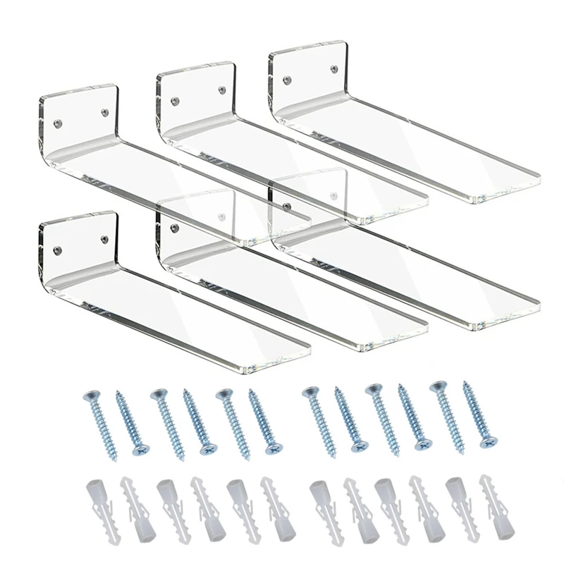 

6 Pack Acrylic Floating Sneaker Shelves Clear Shoe Display Stand Room Decor For Display Collectible Shoe&Sneaker