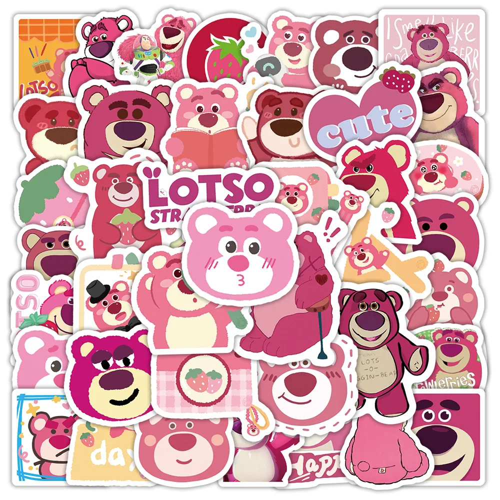 

50pcs Disney Cartoon Cute Pink Strawberry Bear Kawaii Graffiti Stickers PVC Laptop Trolley Case Notebook Water Cup Stickers