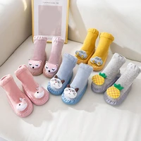 1 pair toddler socks anti skid bottom hand washable mid length kids cartoon soft socks for boys girls