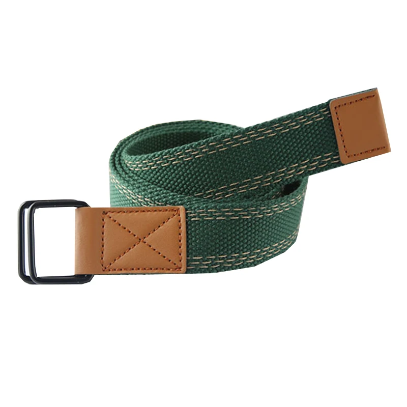 

Unisex Solid Color Canvas Waist Belt Double Ring Buckle Wild Belt High Quality Waistband Foe Men and Women's Jeans Clothes