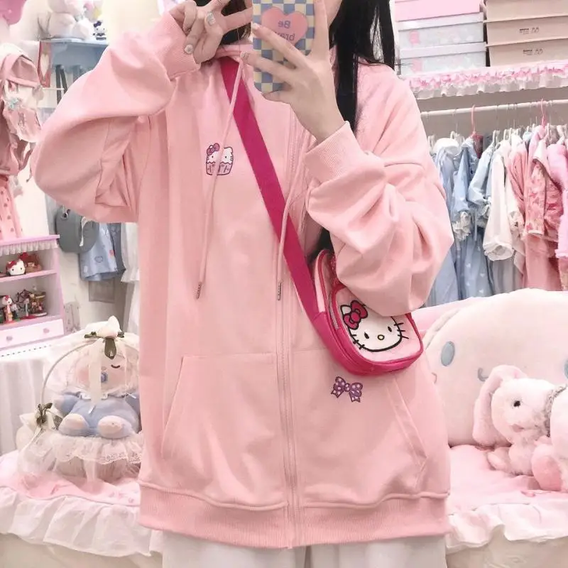 

Kawaii Sanrio Mymelody Cinnamorol Kuromi Hoodie Coat Cute Cartoon Winter Girl Jk Costume Girl Winter Birthday Christmas Gift