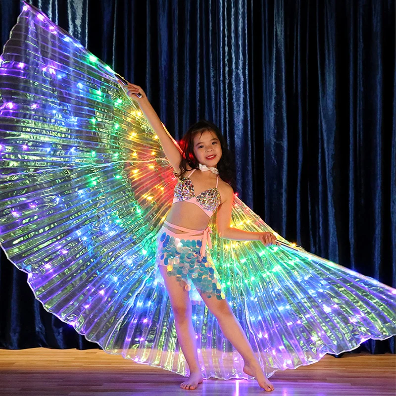 

Dance props kids colorful LED glow wings dancing wings belly dancing show performance fluorescent butterfly cape