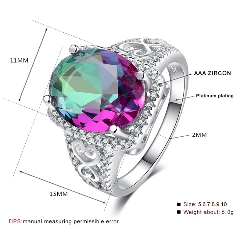 LXOEN разноцветные циркониевые овальные обручальные кольца для женщин Модные