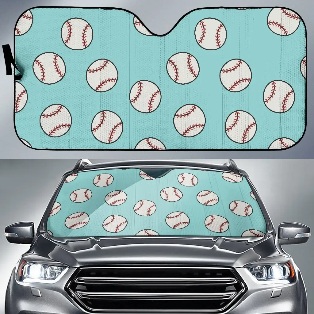 

Softball Pattern Print Auto Sun Shade Car Windshield Window Cover Sunshade