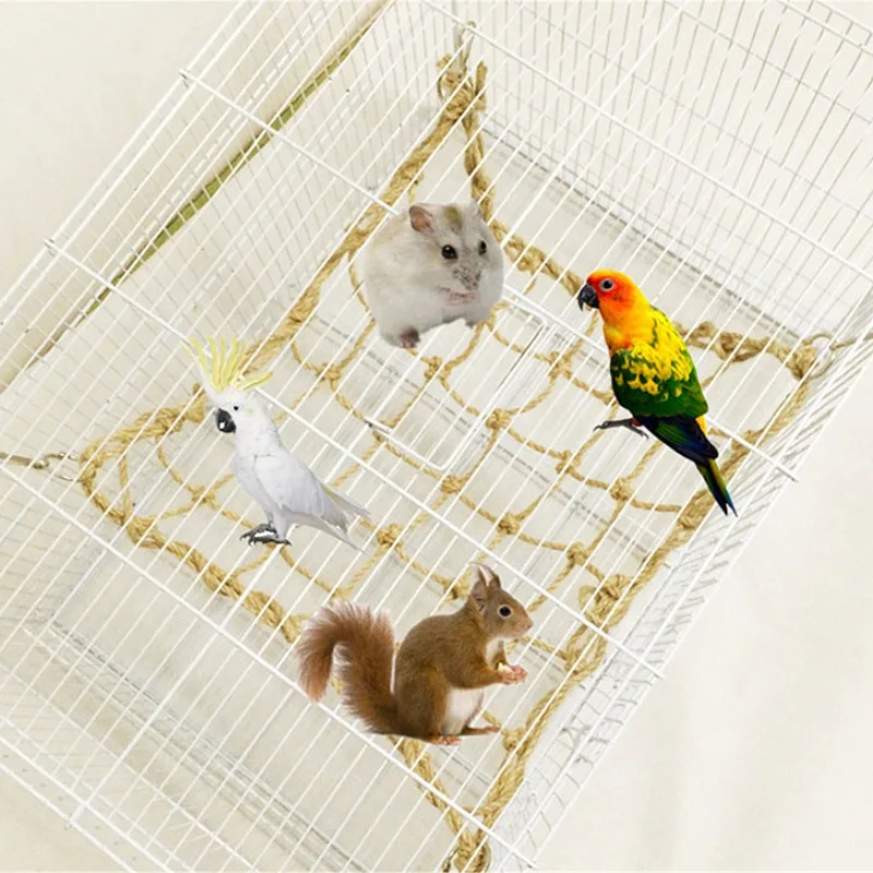 

50*40cm Parrot Climbing Net Bird Toy Swing Rope Net Bird Stand Net Hammock With Hook Bird Hanging Climbing Chewing Biting Toys