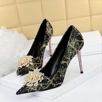 2022 women 9 5cm high heels plus size crystal preal pumps lady fetish heels wedding bridal stripper designer prom elegant shoes