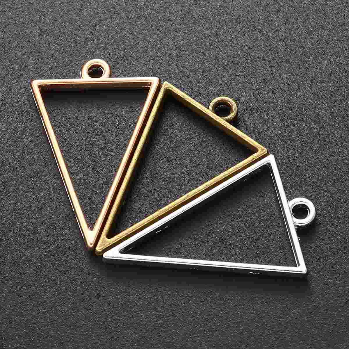 

30 шт. набор ожерелий с открытой задней рамкой, резиновые орнаменты, поделки из смолы «сделай сам», ювелирные аксессуары, открытая задняя рамка, подвеска, треугольник