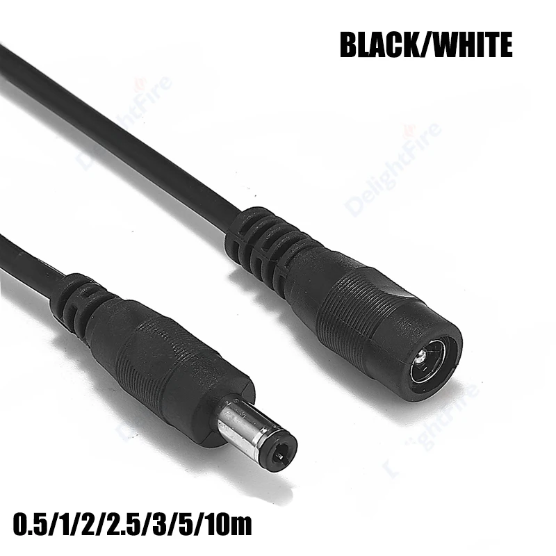 DC Power Cable 5.5mm x 2.1mm DC Cable 0.5M/1M/2M/3M/5M/10M 22AWG Extension Cord Male Female DC Cable For CCTV Camera LED Lights