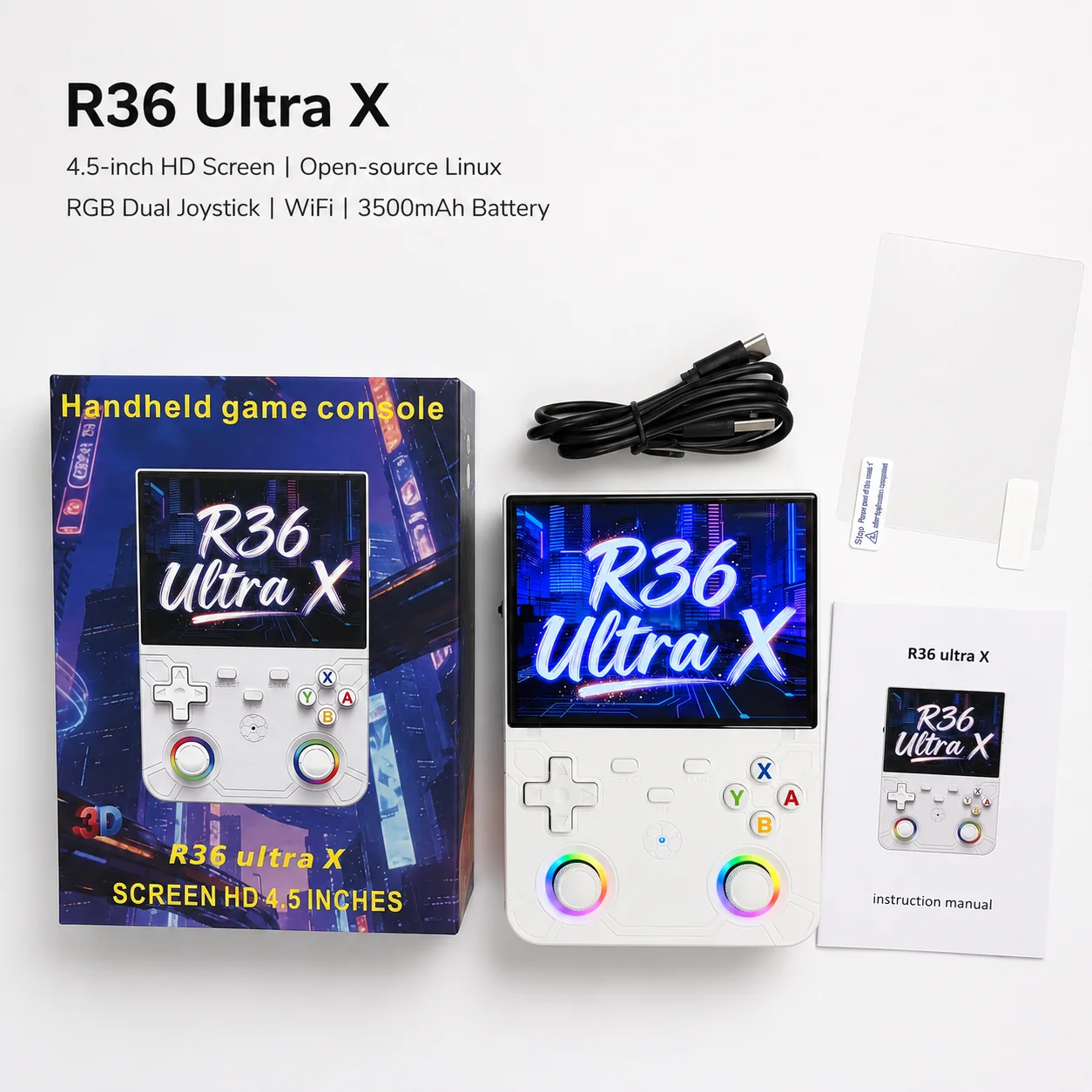 Фото Внешний игровой контроллер OTG с поддержкой R36 Ultra X, портативная игровая приставка с двойным вибромотором, 8W, двойными стереодинамиками, 30+ симуляторов игр. №1
