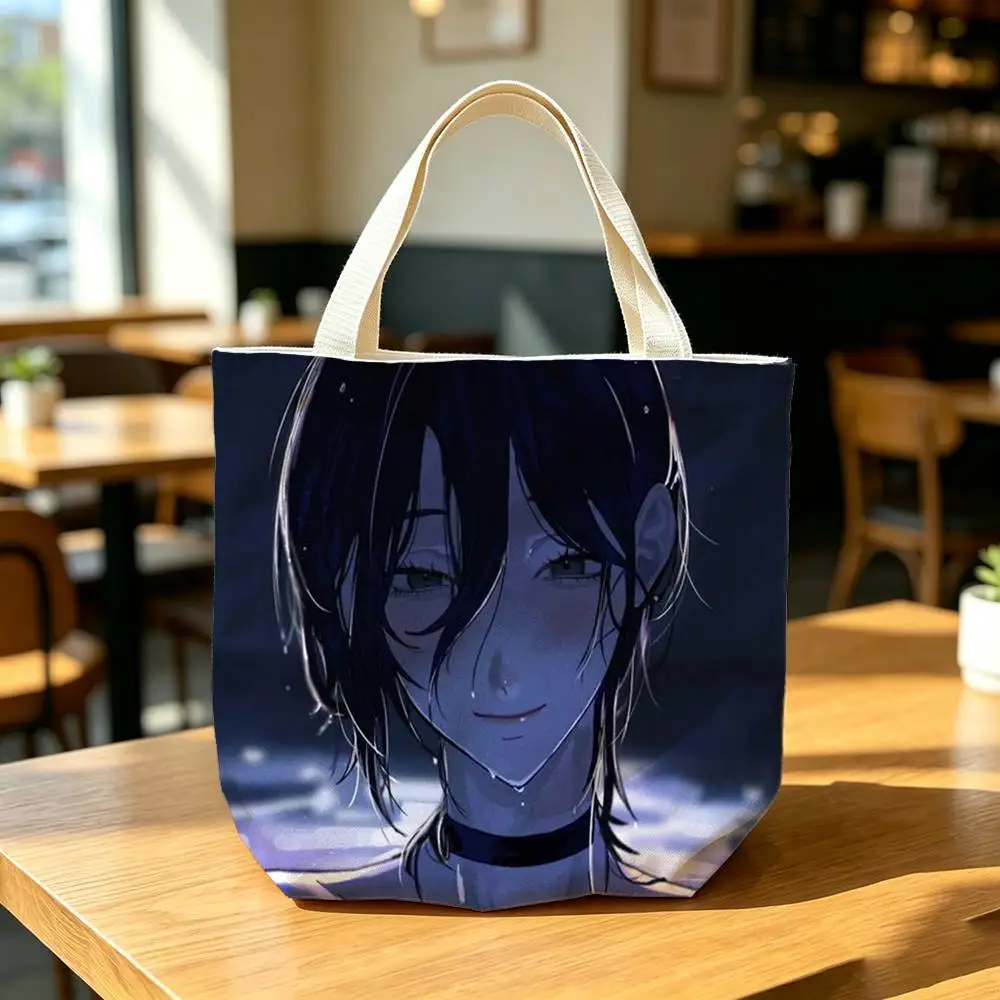 Фото Сумка-шоппер C-Chainsaw M-Man Reze Arc Print Bag Eco из хлопка и джута, многоразовая, складная, тканевая сумка №5