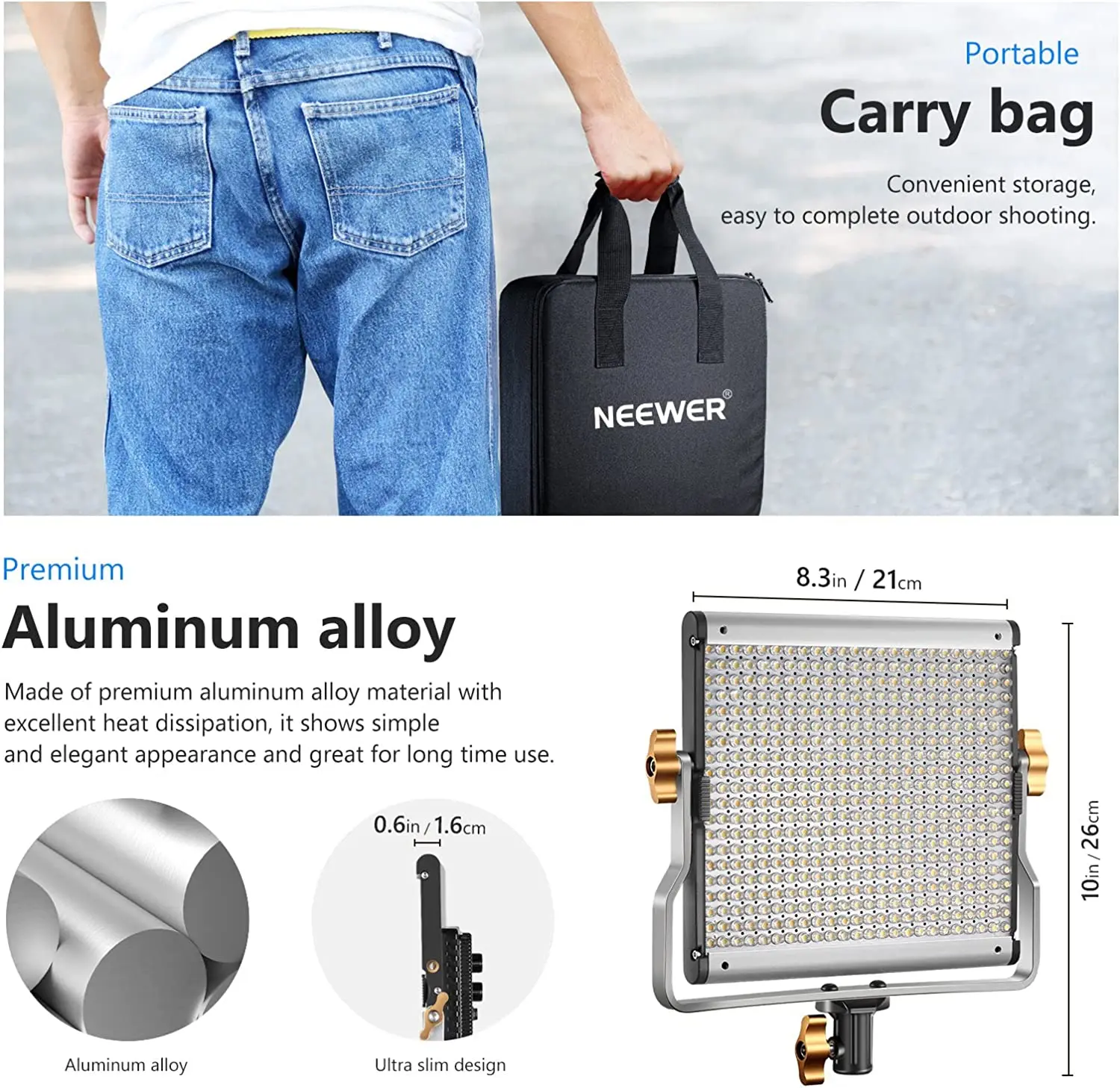 Neewer двухцветная осветительная лампа с регулируемой яркостью и U-образным