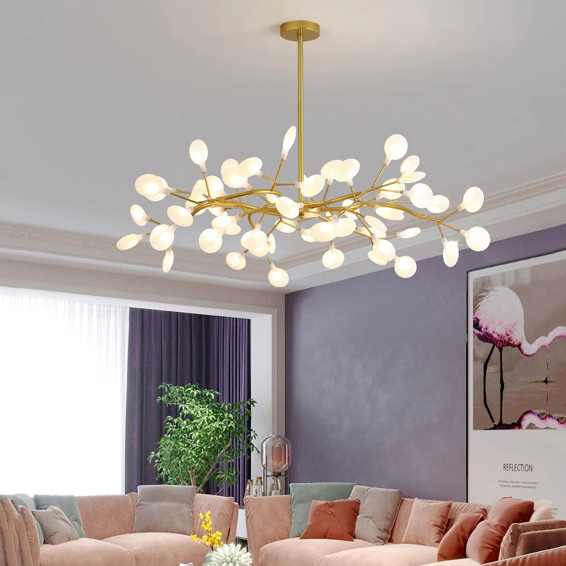Modern Firefly LED Chandelier Black Gold for Living Room Bedroom Hall Home Decor Indoor Lighting Minimalist Ceiling Pendant Lamp 4