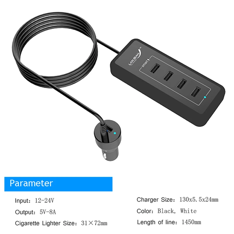Автомобильное зарядное устройство с 5 USB-портами 12 В |