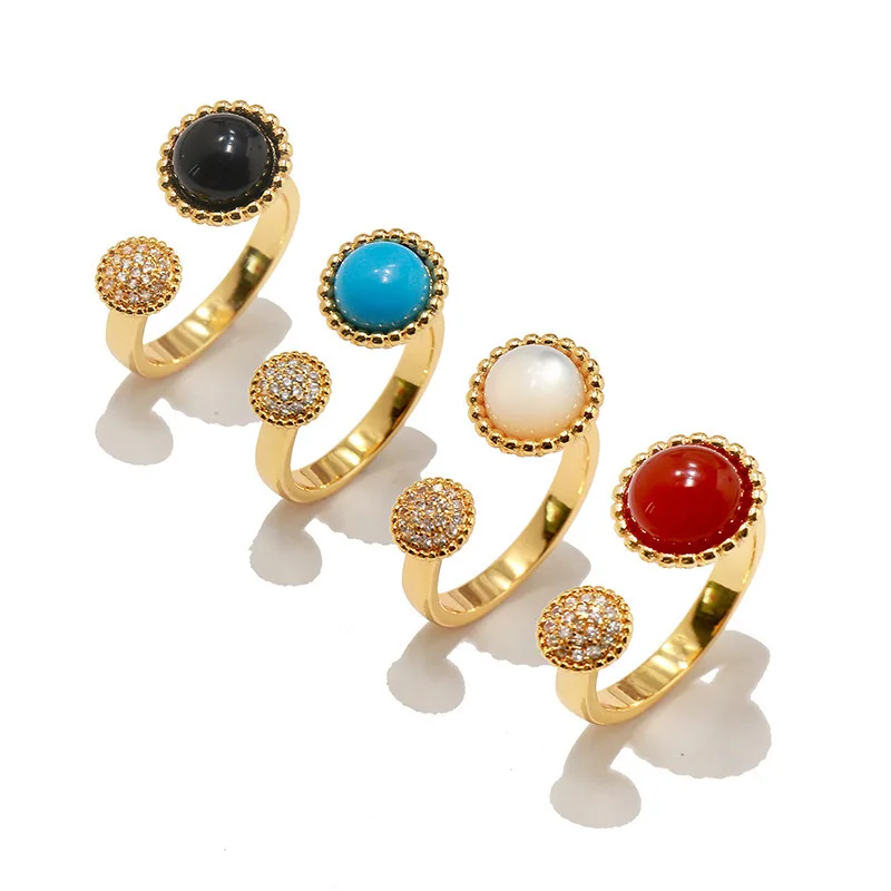 

Fashion Rings Simple Personality Light Luxury Retro Fashion Accessories Exquisite Retro Net Red Classic Hemispherical Shell Onyx