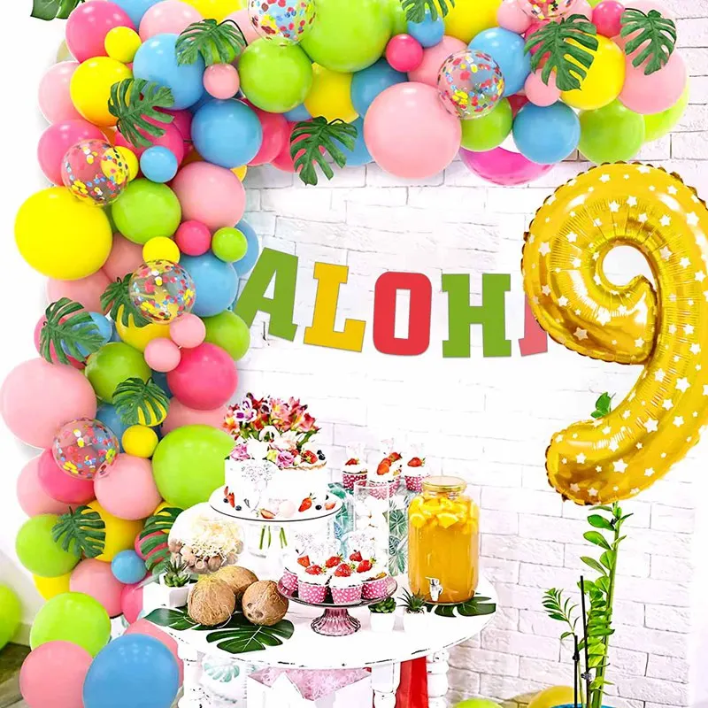 

Tropical Hawaiian Balloon Garland Arch Kit Summer Hawaii Birthday Party Decor Baby Shower Latex Balloons Wedding Party Ballon