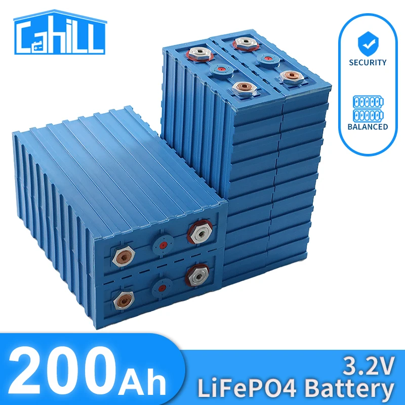 

NEW 200AH Lifepo4 Battery 3.2V Rechargeable Lithium Iron Phosphate DIY Cell 12V 24V 48V For RV Vans Campers EV Boats Yacht Golf
