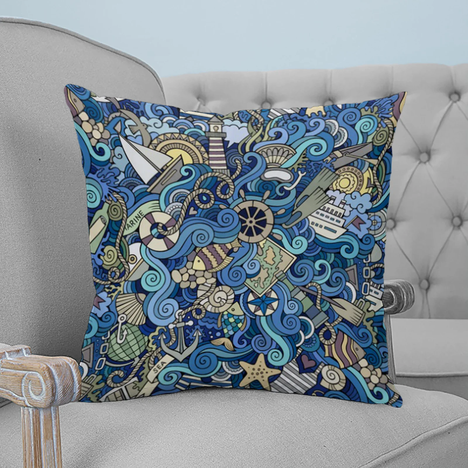 

Abstract Pattern Nautical and Marine Background Pillow Cases Holiday Home Decor Cushion Cover Sofa Decor Pillowcase