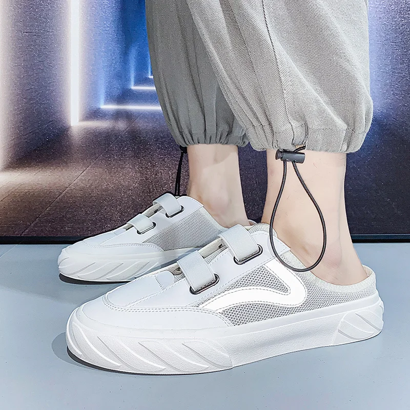 

Туфли мужские на плоской подошве, Модные Повседневные Удобные износостойкие полутапочки, уличные дышащие слипоны, Нескользящие