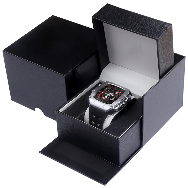 Modification Kit Stainless Steel Case for Apple Watch 8 7 6 5 SE 4 Rubber Strap for Iwatch Series 45mm 44mm Sport Diy Mod Kit