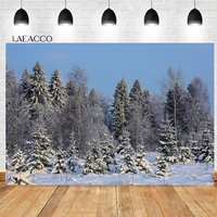 laeacco dreamy forest photo background winter snow covered pine tree landscape christmas new year portrait photography backdrop