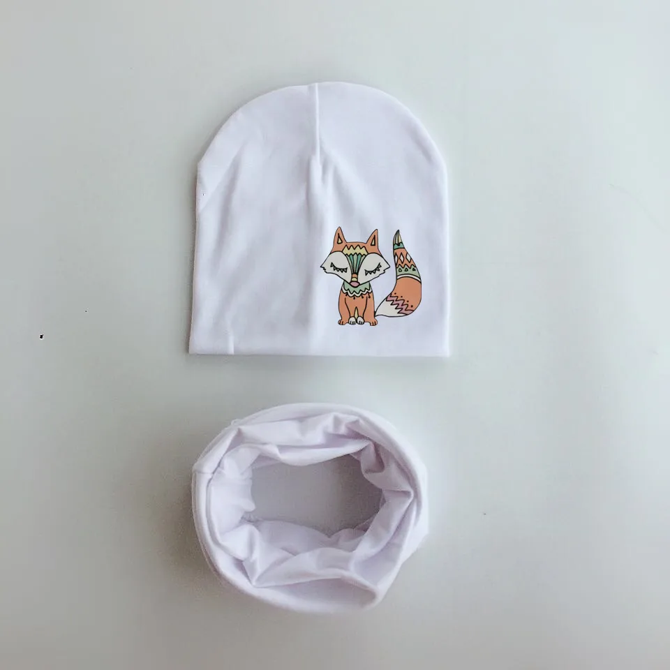 Baby Hat Scarf Autumn Winter Crochet Girl Boy Beanie Cap Children Hats Toddler Kids Collars gorros boho fox1 Set | Детская одежда и