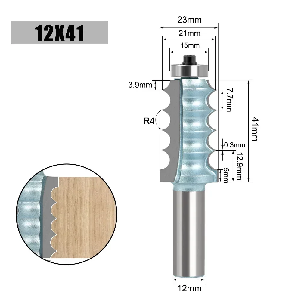 1 шт., 8 мм, 12 мм, 12,7 мм, фреза с хвостовиком, резьба по дереву, четыре бусины и четыре канавки, большой формовочный фрезерный станок, набор линейных ножей, деревообработка