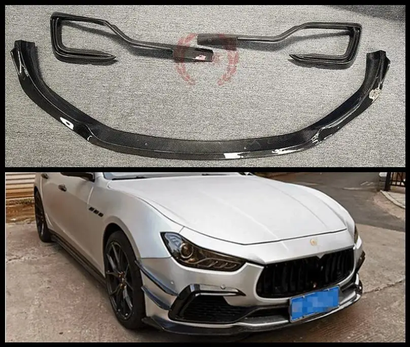 

Carbon Fiber Bumper Front Lip Spoiler Grille Air Vent Outlet Wind Knife Splitter Cover For Maserati Ghibli 2014 2015 2016 2017