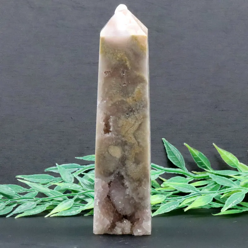 

5.6inch 363g Natural Purple Cherry Blossom Agate Crystal Polished Healing Tower Energy DIY Gift
