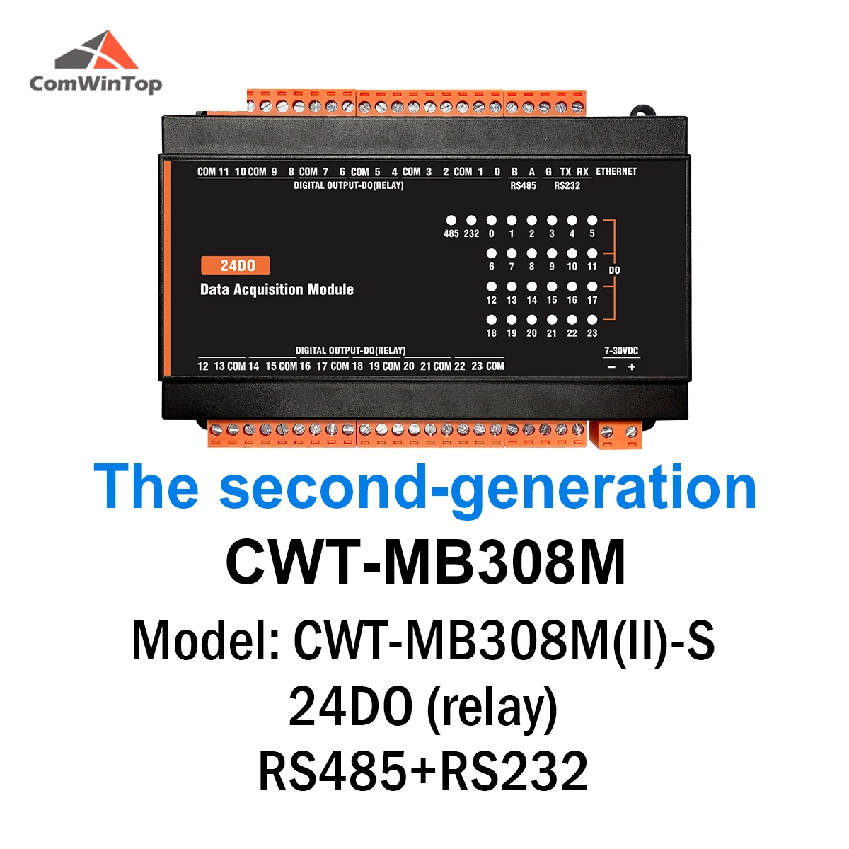 

16-канальный нормально открытый релейный контроллер Modbus CWT-MB308M 24DO с цифровым выходом