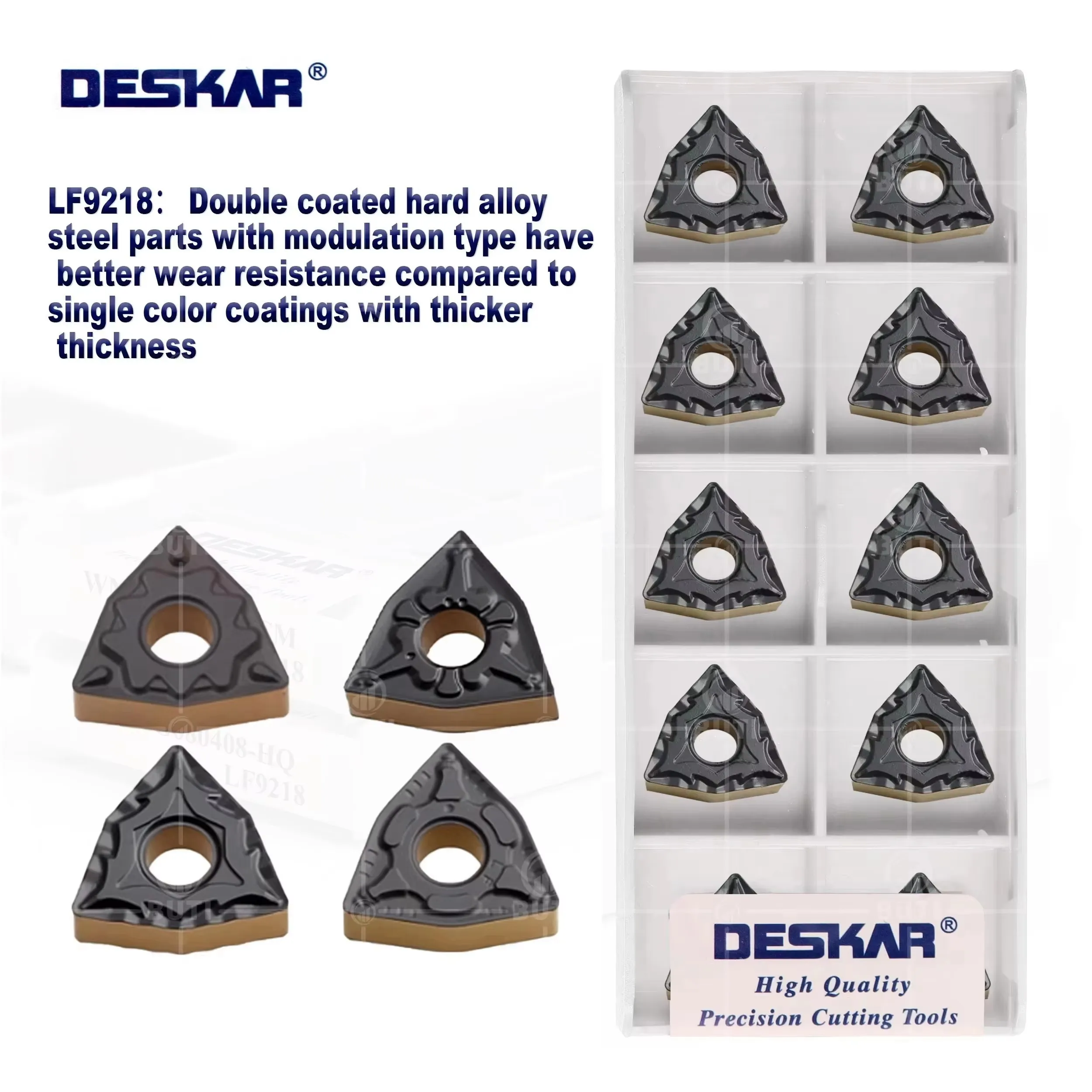 Фото DESKAR 100% Оригинальные токарные пластины WNMG080404 WNMG080408 WNMG080412 TM HQ CM LF9218 для наружной обработки на станках с ЧПУ №1
