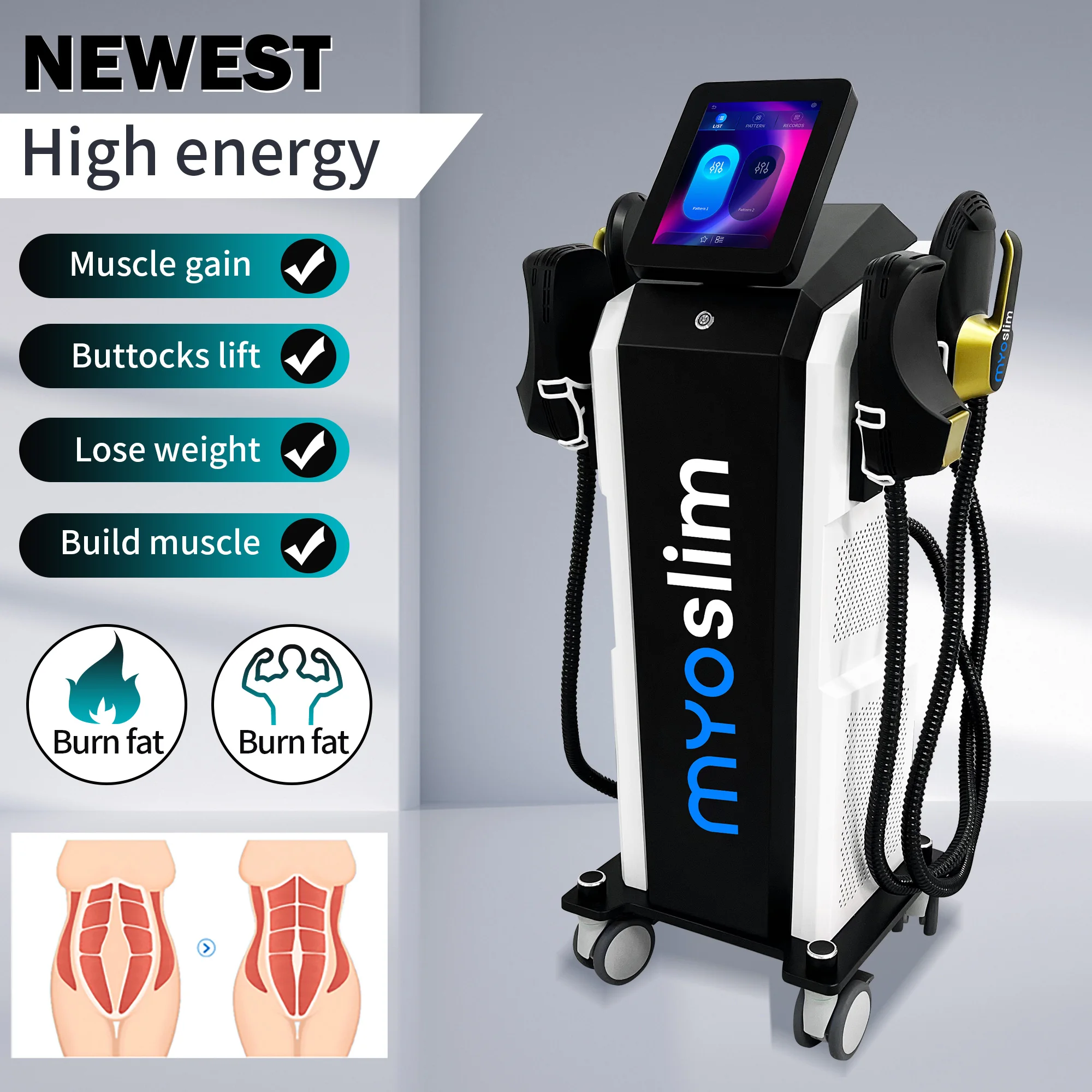 Фото Профессиональный Nova EMS MYOslim Neo 6500 Вт высокой мощности 4 RF ручки Hi-emt Body Sculpt EMS стимуляция мышц бестселлер машина №4