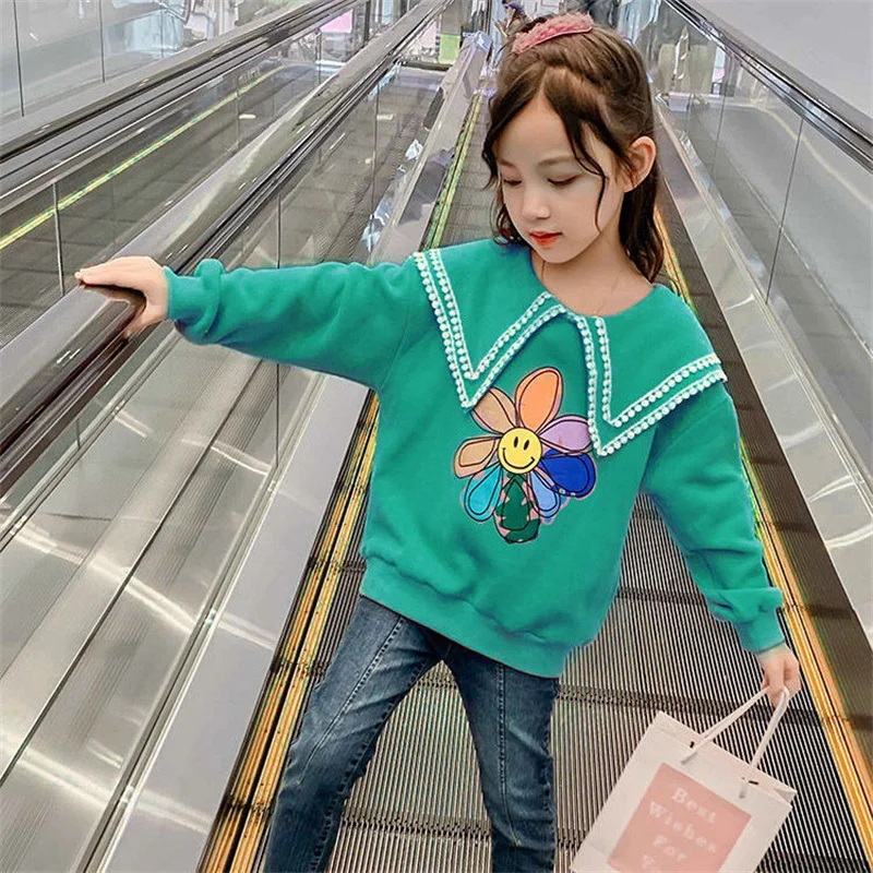 Толстовки для девочек свитшоты куртка 2022 топ с подсолнухами на весну и осень