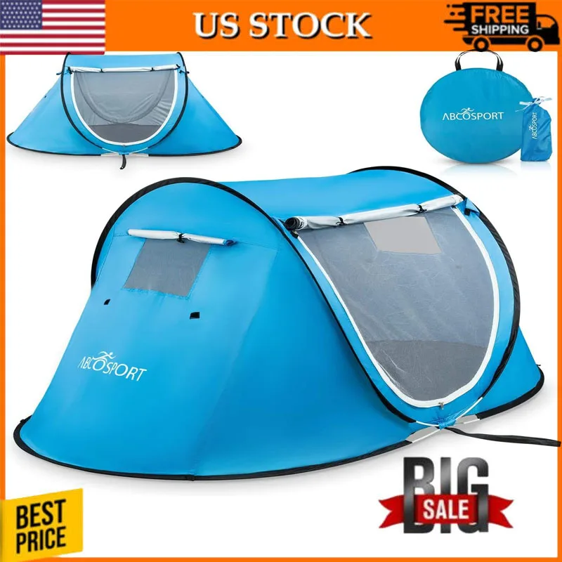 

Sun Shelter with Carrying Bag (Sky Blue) Small Tent - For 2 People - 2 Doors - Water-Resistant, UV Protection