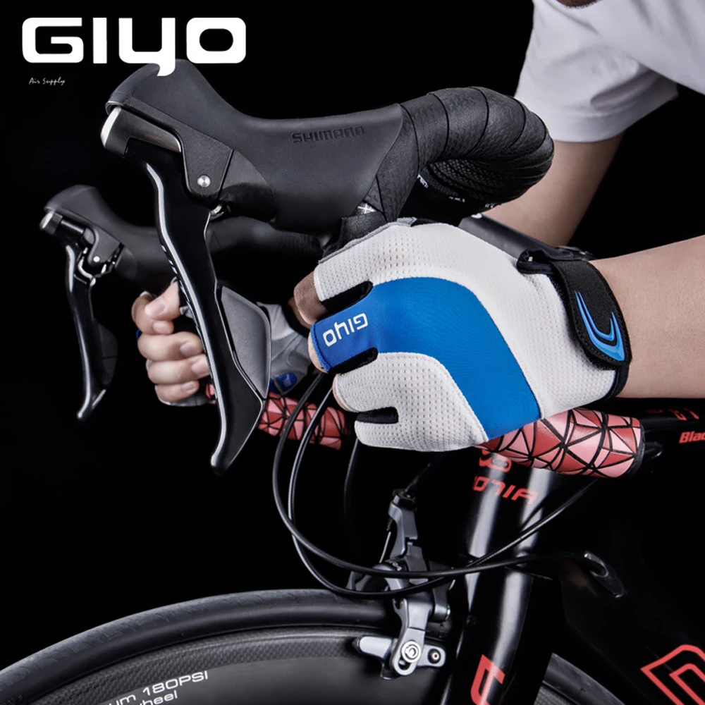 

Giyo Lycra Shock-Absorbing Palm Gloves Riding Half Finger Short Gloves Breaking Wind Anti-Slip Bicycle Mittens Racing Mtb Bike