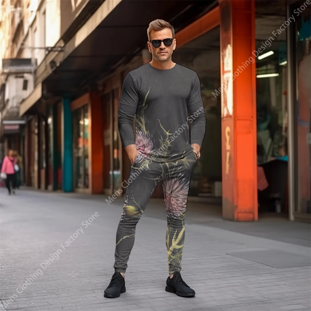 2023 Fashion Tracksuit Men Casual Long Sleeve T-shirt+Pants Men's Sweat-Shirt Set Clothes For Men 3D Print Sports Men's Clothing