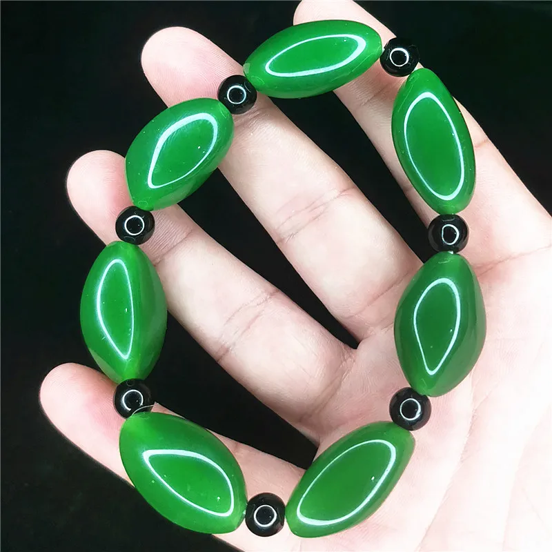 

Natural jade Bracelet Amulet stretchable 16*28mm New jewelry Men gemstone Jasper Bead Bracelet