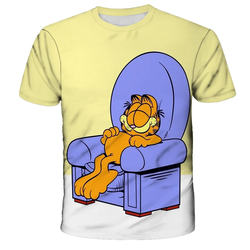 2022 New Summer  Clothing For Children Cute Cartoon Garfield- T-Shirt Kids Cool Camiseta 3D Short Sleeved Fashion cute