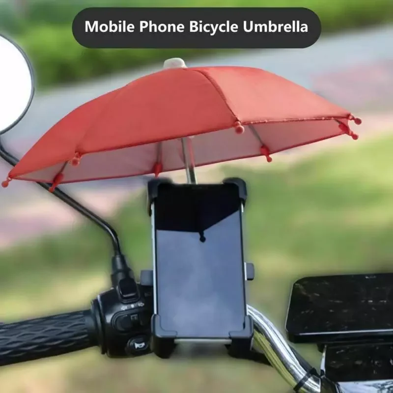 Motorcycle Phone Holder Mini Sunshade Umbrella Motorcycle Decoration Accessories Polyester Mobile Automatic Umbrella Holder