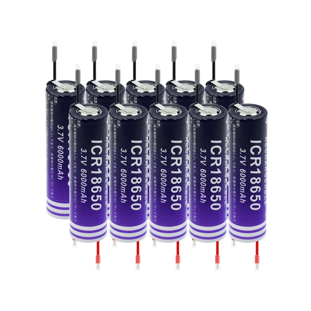 

1-10pcs 18650 Li-ion Battery With Wires 7V 6000mAh High Capacity Rechargeable Battery For Flashlight Torch Headlamp