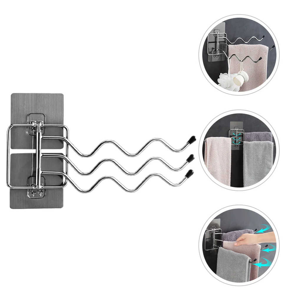 

1 Set of Stainless Steel Towel Rack Rotatable Bathroom Towel Hanger Punch-free Towel Rack