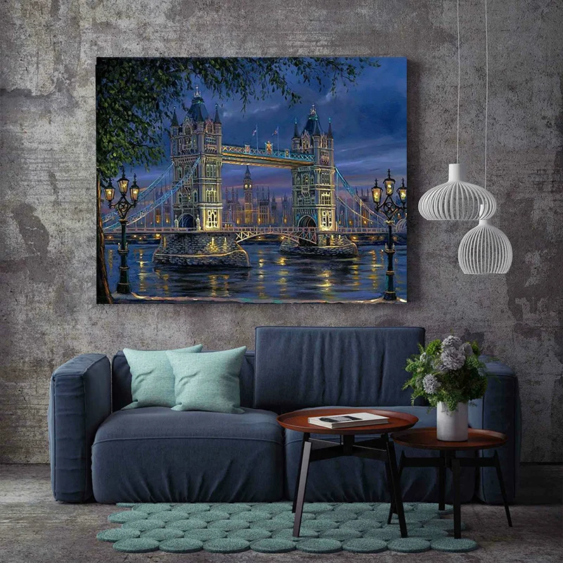 

Картина по номерам с перекрестными языками, государственные интересные места, Великая стена, пирамида, Лондонский мост, Триумфальная арка