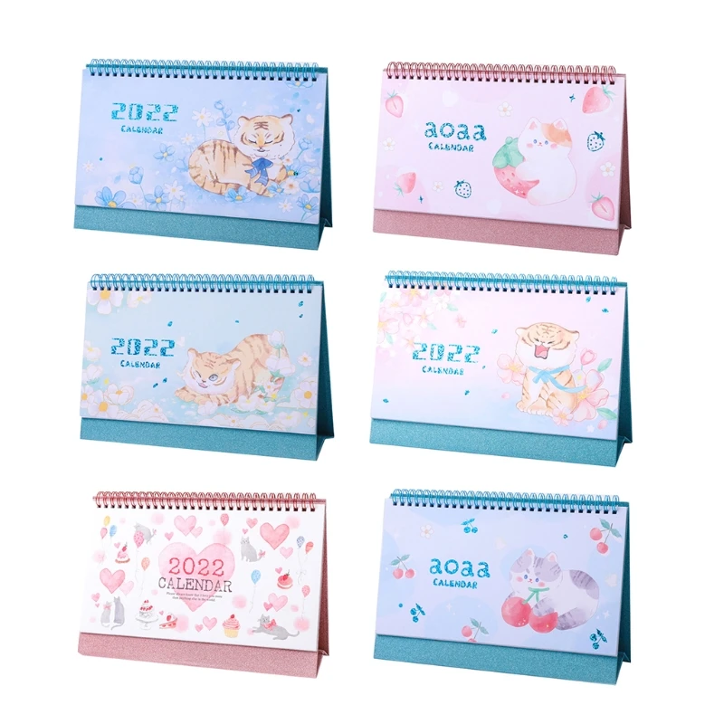 

Cute Tiger for CAT Coil Desk Calendar Desktop Decoration Notepad 2022 Plan Punch Small Artful Calendar Jan. 2022- Dec. 2