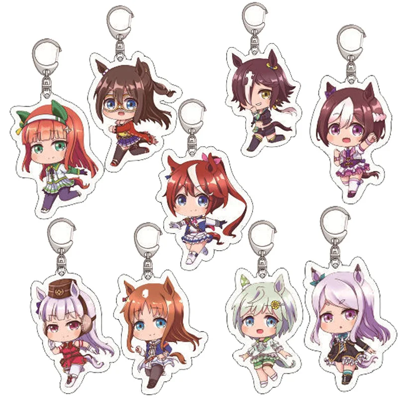 

Classic Game Pretty Derby Role Keychains Pendant Double Transparent Acrylic Cartoon Key Chain Q Version Keyring Commics Trinket