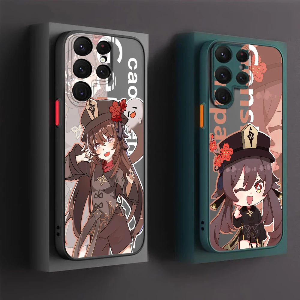 

Genshin Impact Nahida HUTAO Phone Case For Samsung S22 S21 Ultra S20 FE S10E S10 Lite Plus Frosted Translucent Matte Cover