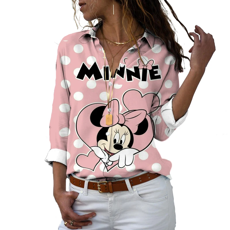 

2022 fashion new Disney women's tops Mickey print series temperament casual tops casual tops women's loose long-sleeved shirts