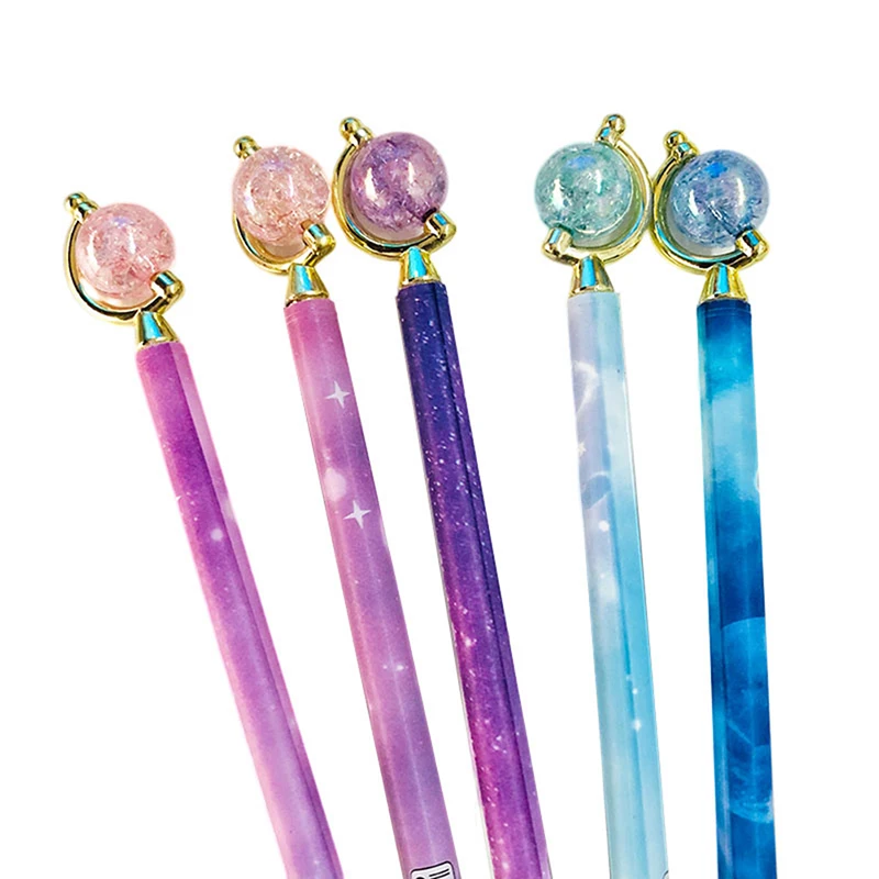 

2 Pcs Starry Sky Planet Ball Rotate Gel Pen Office Study Stationery 0.5mm black Creative and fresh