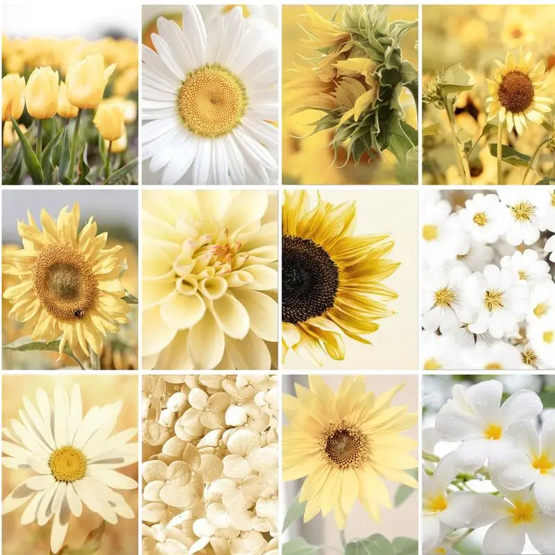 

RUOPOTY Picture By Number Yellow Flower Kits For Adults Handpainted DIY Paint By Number On Canvas Home Decoration