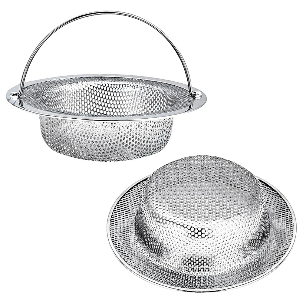 

User Friendly Design 2 Pack Stainless Steel Sink Strainer Basket with Handle 45 Diameter for Easy Installation