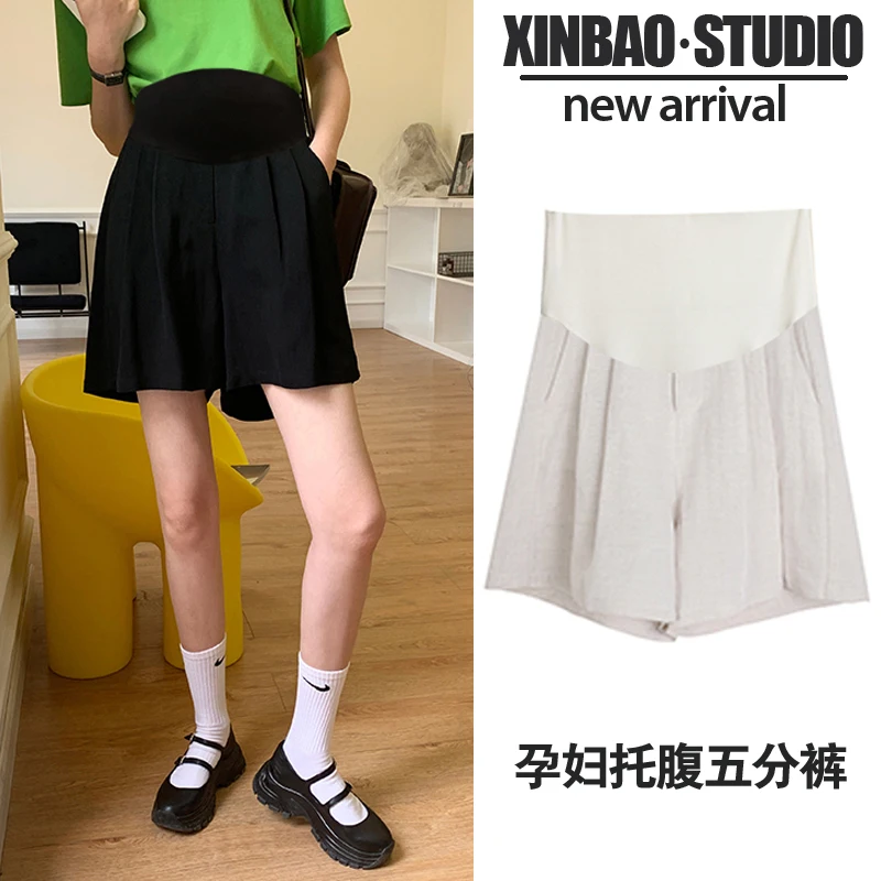 

822 # летние широкие свободные прямые шорты для беременных женская повседневная одежда для беременных