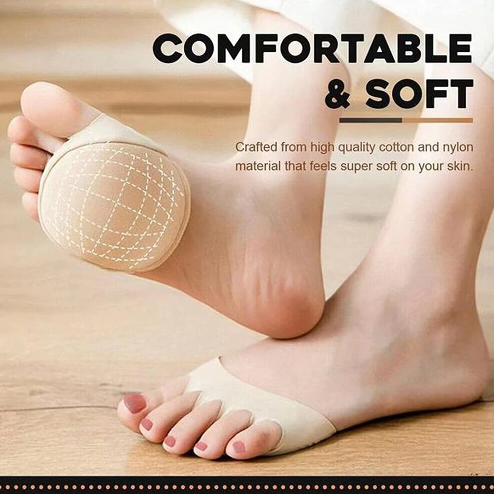 4pcs Five Toes Forefoot Pads for Women High Heels Half Insoles for Shoes Inserts Foot Calluses Corns Pain Relief Forefoot Socks